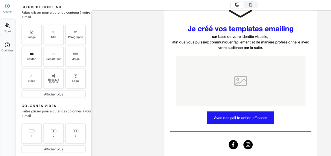 Template d'emailing sur mesure